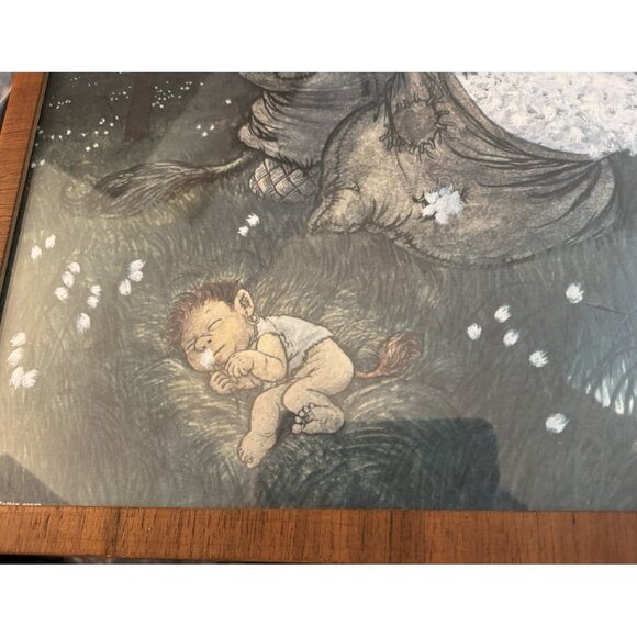 Vintage Rolf Lidberg Troll Art ‘Night On The Marsh/Cotton Grass” Print Framed - Picture 6 of 11